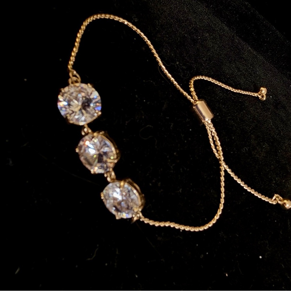 Gold Tone Three-Stone Slider Bracel - Picture 2 of 3